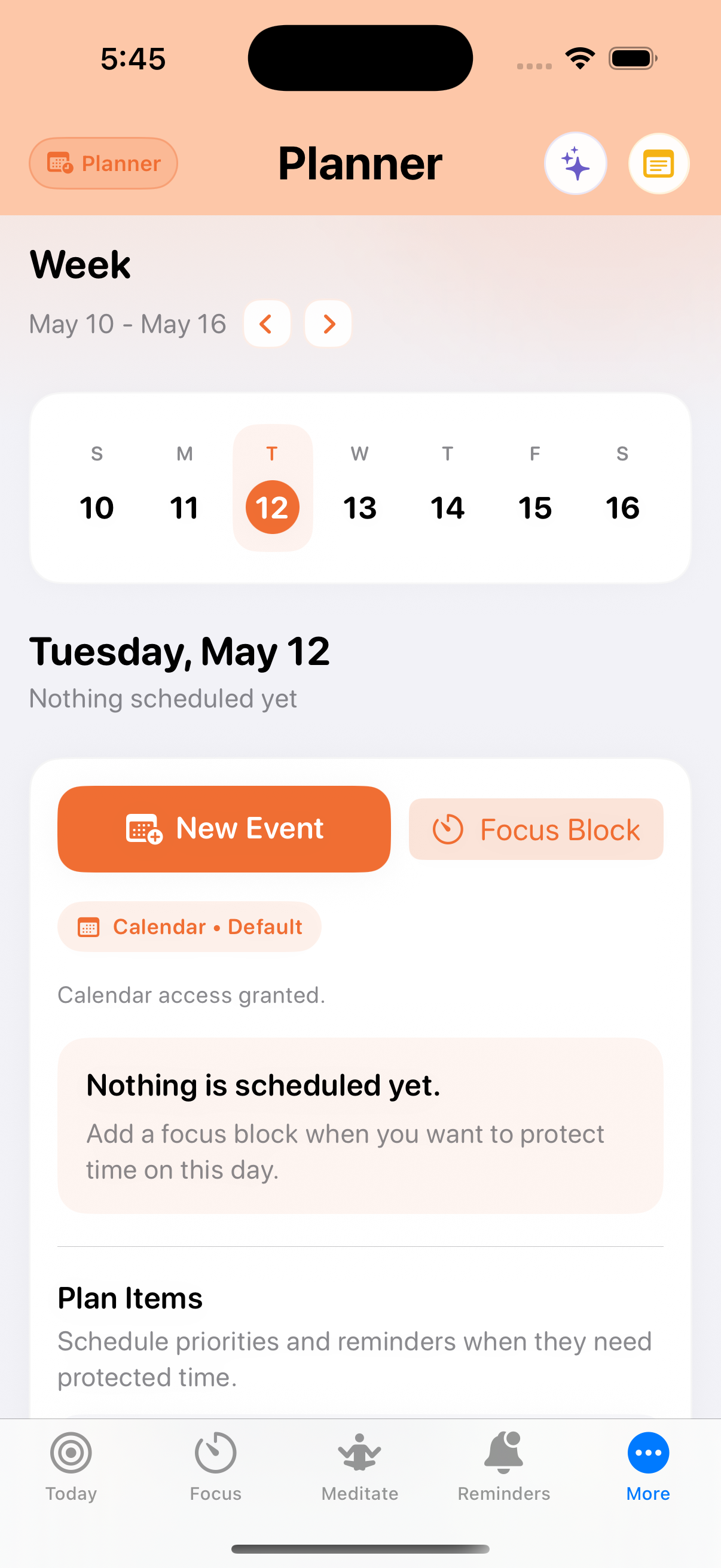 Northpath Planner tab showing weekly calendar planning and plan items.